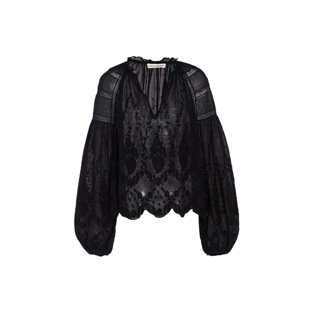 ULLA JOHNSON \ Harper Embroidered Top in Black